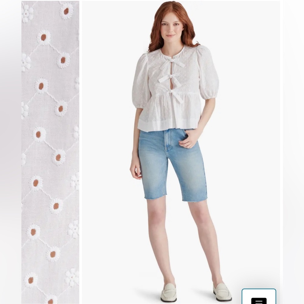 NWT Steve Madden White Eyelet Blouse fits size Small
